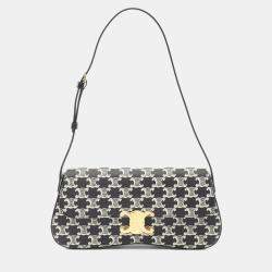 Pre Owned Celine Medium Lola Black/White Coated Canvas Leather Shoulder Bag 