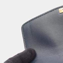 Pre Owned Celine Teen Triomphe Shoulder Bag  Canvas And Leather  Beige/Navy