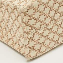 Pre Owned Celine Beige/Brown Triomphe Canvas Large Cabas Thais Tote