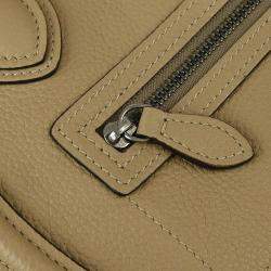 Pre Owned Celine Beige Leather Nano Luggage Tote Bag