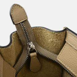 Pre Owned Celine Beige Leather Nano Luggage Tote Bag