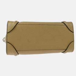 Pre Owned Celine Beige Leather Nano Luggage Tote Bag