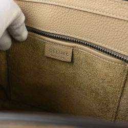 Pre Owned Celine Beige Leather Nano Luggage Tote Bag