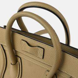 Pre Owned Celine Beige Leather Nano Luggage Tote Bag