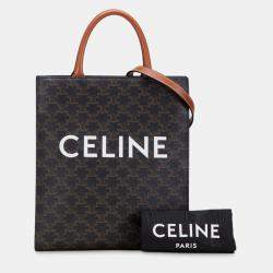 Pre Owned Celine Brown Small Triomphe Coated Canvas Vertical Cabas Tote
