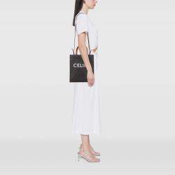 Pre Owned Celine Brown Small Triomphe Coated Canvas Vertical Cabas Tote