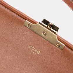 Pre Owned Celine Brown Shearling Triomphe Shoulder Bag