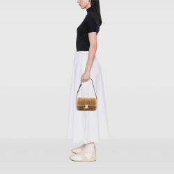 Pre Owned Celine Brown Shearling Triomphe Shoulder Bag