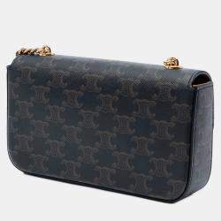 Pre Owned Celine Brown Triomphe Coated Canvas Claude Chain Shoulder Bag