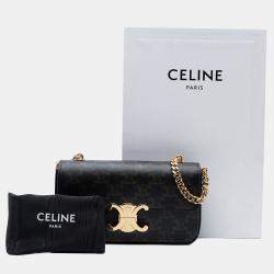 Pre Owned Celine Brown Triomphe Coated Canvas Claude Chain Shoulder Bag