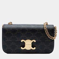 Pre Owned Celine Brown Triomphe Coated Canvas Claude Chain Shoulder Bag