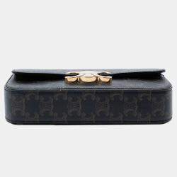 Pre Owned Celine Brown Triomphe Coated Canvas Claude Chain Shoulder Bag