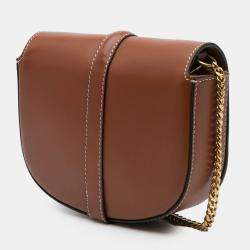 Pre Owned Celine Brown Small Leather Besace 16 Wallet On Chain