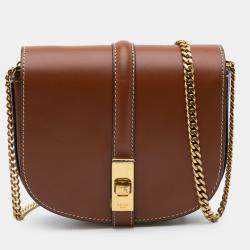 Pre Owned Celine Brown Small Leather Besace 16 Wallet On Chain
