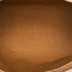 Pre Owned Celine Brown Triomphe Coated Canvas Clutch On Chain