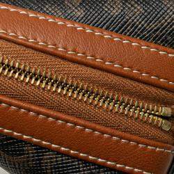 Pre Owned Celine Brown Triomphe Coated Canvas Clutch On Chain