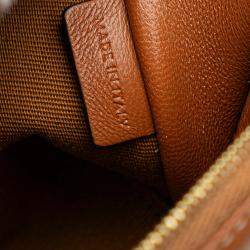 Pre Owned Celine Brown Triomphe Coated Canvas Clutch On Chain