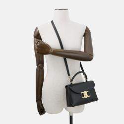 Pre Owned Celine Teen Nino 2-Way Handbag Black Smooth Satined Calf Leather