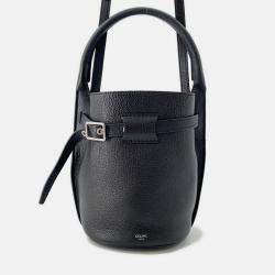 Pre Owned Celine Big Bag Bucket Black Leather Size Nano 2Way Handbag