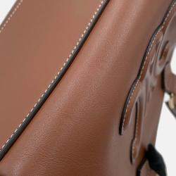 Pre Owned Celine Triomphe Boston Tan Leather Small 2-Way Handbag