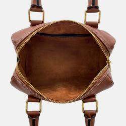 Pre Owned Celine Triomphe Boston Tan Leather Small 2-Way Handbag