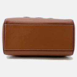 Pre Owned Celine Triomphe Boston Tan Leather Small 2-Way Handbag