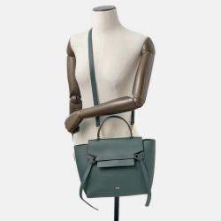Pre Owned Celine Belt Bag Dark Green Leather Size Micro