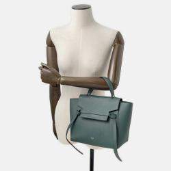 Pre Owned Celine Belt Bag Dark Green Leather Size Micro
