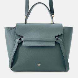 Pre Owned Celine Belt Bag Dark Green Leather Size Micro