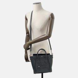 Pre Owned Celine Luggage Shopper Black Leather Size Nano