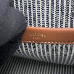 Pre Owned Celine Small Kabatais 2-Way Bag Navy Blue/Brown Canvas Leather