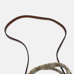 Pre Owned Celine Small Kabatais 2-Way Bag Beige/Brown Canvas Leather