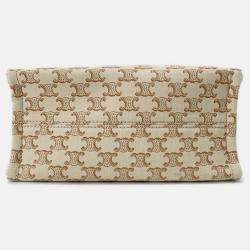 Pre Owned Celine Small Kabatais 2-Way Bag Beige/Brown Canvas Leather