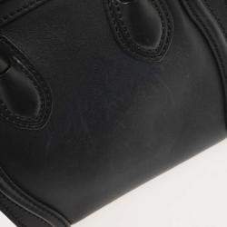 Pre Owned Celine Navy Leather Nano Luggage Tote Bag