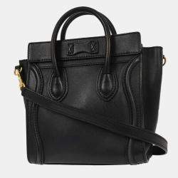 Pre Owned Celine Navy Leather Nano Luggage Tote Bag