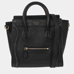 Pre Owned Celine Navy Leather Nano Luggage Tote Bag