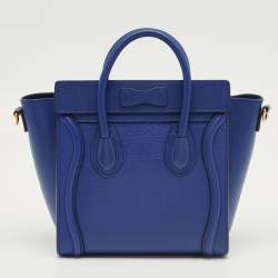 Pre Owned Celine Blue Leather Nano Luggage Tote