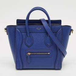 Pre Owned Celine Blue Leather Nano Luggage Tote
