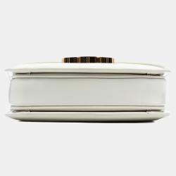 Pre Owned Celine White Teen Shiny Calfskin Triomphe Besace Clea Chain Crossbody