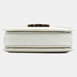 Pre Owned Celine White Teen Shiny Calfskin Triomphe Besace Clea Chain Crossbody