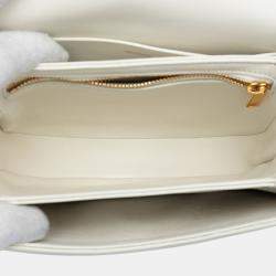 Pre Owned Celine White Teen Shiny Calfskin Triomphe Besace Clea Chain Crossbody
