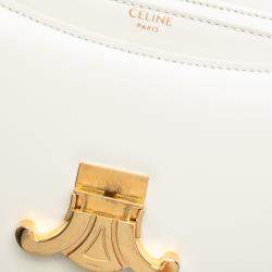 Pre Owned Celine White Teen Shiny Calfskin Triomphe Besace Clea Chain Crossbody