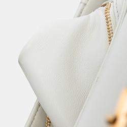 Pre Owned Celine White Teen Shiny Calfskin Triomphe Besace Clea Chain Crossbody