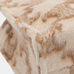 Pre Owned Celine Beige Brown Large Mohair Triomphe Cabas Thais Tote