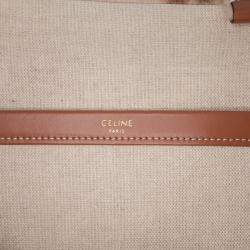 Pre Owned Celine Beige Brown Large Mohair Triomphe Cabas Thais Tote
