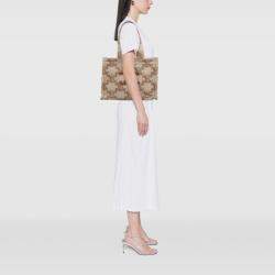 Pre Owned Celine Beige Brown Large Mohair Triomphe Cabas Thais Tote