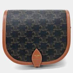 Pre Owned Celine Brown Coated Canvas Folco Bag Medium