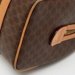 Pre Owned Celine Brown Macadam Coated Canvas and Leather Boston Bag