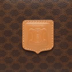 Pre Owned Celine Brown Macadam Coated Canvas and Leather Boston Bag