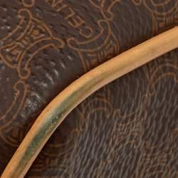 Pre Owned Celine Brown Macadam Coated Canvas and Leather Boston Bag